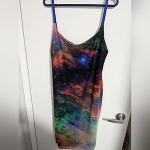 Black Milk galaxy rainbow sheer bodycon slip dress XL NWT